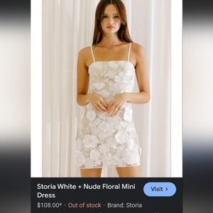 Storia 3D Floral Applique White Lace Nude Sheer Bohemian Cottagecore Dress S